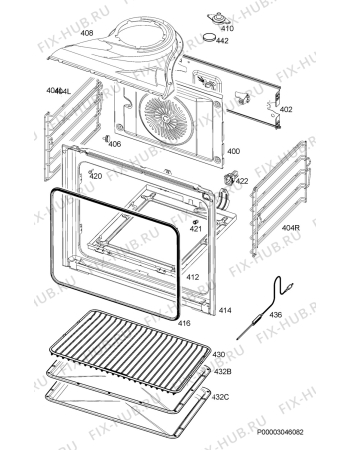 Взрыв-схема плиты (духовки) Aeg Electrolux BS8304021M - Схема узла Oven